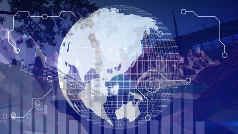 Global Digital Business Concept with Earth Overlay
