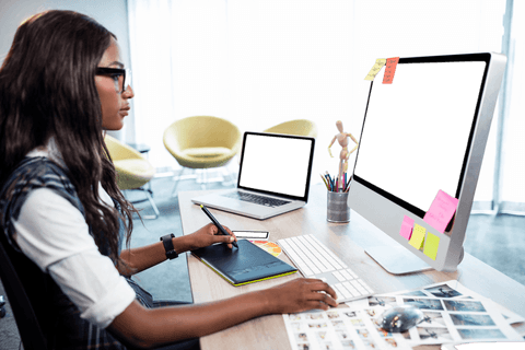 Transparent Office Workspace with Focused Businesswoman - Download Free Stock Videos Pikwizard.com