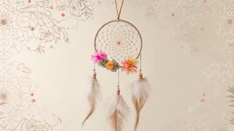 Bohemian Dreamcatcher with Colorful Flowers Swaying Gently