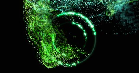 Glowing Green Particle Swirl on Black Background - Download Free Stock Images Pikwizard.com