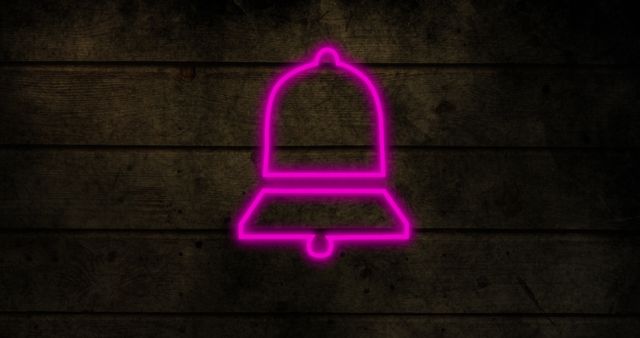 Pink Neon Notification Bell Icon on Dark Rustic Background - Download Free Stock Images Pikwizard.com