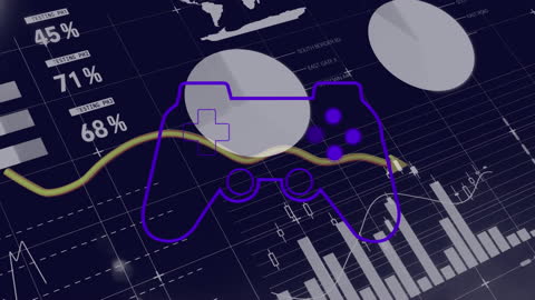 Video Game Controller Animation Overlaid on Financial Charts