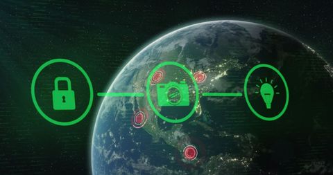 Global Digital Icons Highlighting Network Connections and Innovation