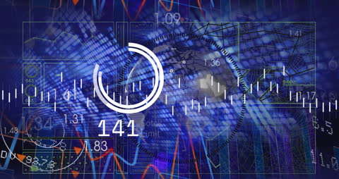 Futuristic Digital Data Interface on World Map Background