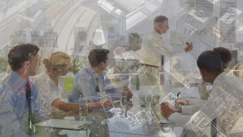 Diverse Team Collaborating with Urban Financial Strategy Theme