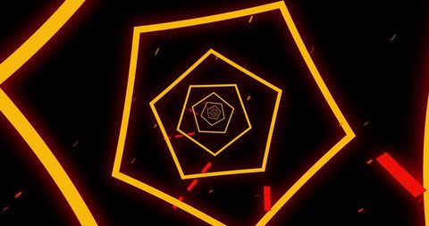 Neon Pentagons with Digitally Animated Light Trails