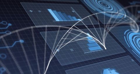 DNA Strand with Digital Data Visualizations Background - Download Free Stock Images Pikwizard.com