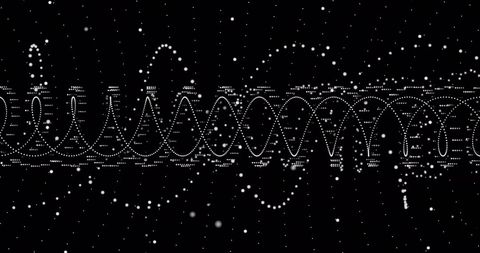 Digital DNA Strand Abstraction with Night Sky Pattern