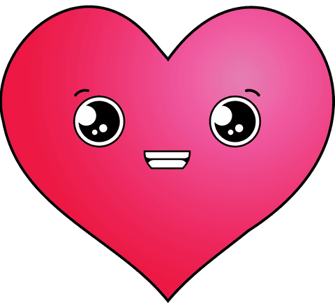 Kawaii Pink Heart Graphic on Transparent Background - Download Free Stock Videos Pikwizard.com