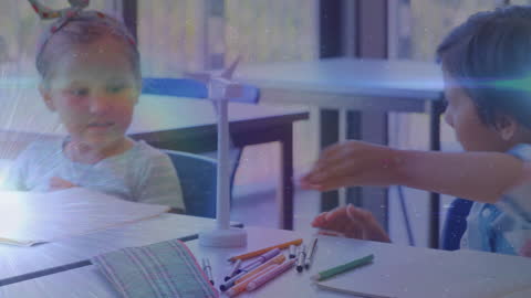 Digital Interface and Education Concept with Schoolchildren