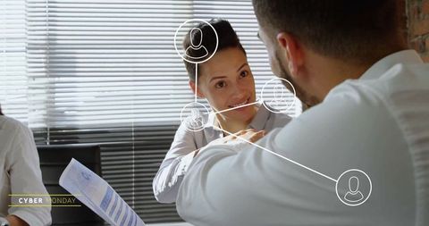 Professionals Networking with Cyber Monday Focus