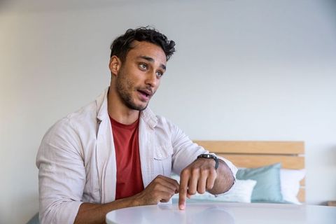 Man discussing ideas at home indoor relaxation setting