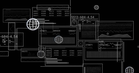 Global Data Processing Interface on Black Background - Download Free Stock Images Pikwizard.com