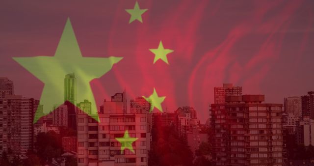 China Flag Overlaying Modern Urban Skyline at Dusk - Download Free Stock Images Pikwizard.com