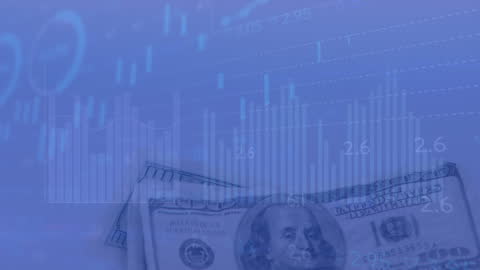Abstract Finance Concept with US Dollars and Digital Data Overlay