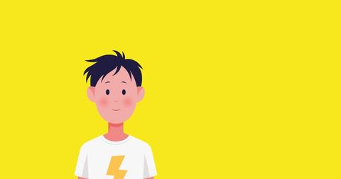 Cheerful Cartoon Boy Character on Vibrant Yellow Background