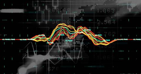Dynamic Multicolored Graphs on Abstract Digital Finance Background - Download Free Stock Images Pikwizard.com