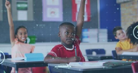Children Eagerly Participating in Classroom Activities