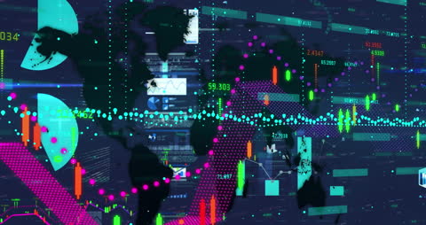 Digital Financial Data Analysis with World Map Background