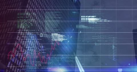 Financial Data Analysis Over City Skyline Featuring Code and Graphs - Download Free Stock Images Pikwizard.com