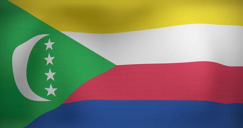 Waving Flag of Comoros with Four Intertwined Colors - Download Free Stock Images Pikwizard.com