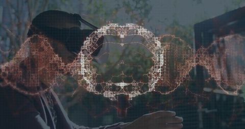 Virtual reality and ai hologram brain fusion concept