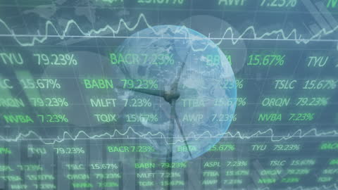 Global Financial Data Overlay on Wind Turbine and Earth