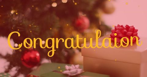 Festive gift boxes by christmas tree for holiday celebration