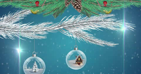 Festive Winter Wonderland Baubles with Snowfall