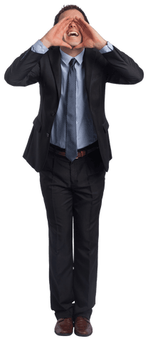Transparent Background of Adjusting Businessman Gesturing Eager Enthusiasm