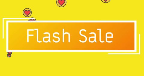 Bright Flash Sale Banner with Heart Icons on Yellow Background - Download Free Stock Images Pikwizard.com