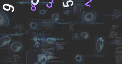 Digital Data Flow and Symbolic Numbers Over Tech Background - Download Free Stock Images Pikwizard.com