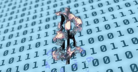 Bitcoin Symbol Blended with Binary Code Matrix - Download Free Stock Images Pikwizard.com