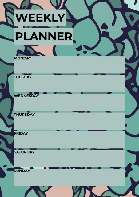 Botanical-Themed Weekly Planner with Serene Green Patterns - Download Free Stock Templates Pikwizard.com