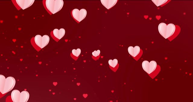 Floating Pink and Red Hearts on Red Background - Download Free Stock Images Pikwizard.com