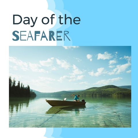 Seafarer's Day Celebrated on Tranquil Lake with Motorboat - Download Free Stock Templates Pikwizard.com