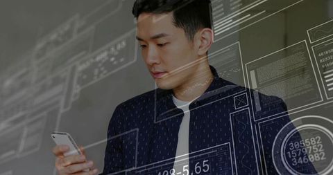 Professional working with digital analytics and smartphone