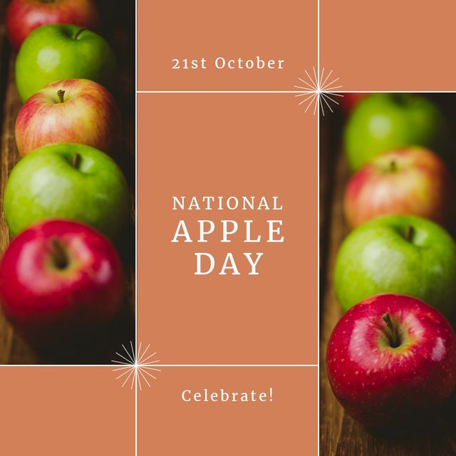 National Apple Day Celebration Banner with Red and Green Apples - Download Free Stock Templates Pikwizard.com