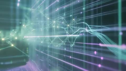 Futuristic Digital Network Abstract in 3D Grid Environment