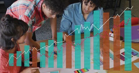 Diverse Team Analyzing Growth Data in Office