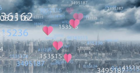 Surreal Hearts Floating Over City Skyline - Download Free Stock Images Pikwizard.com