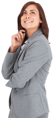 Thoughtful Businesswoman on Transparent Background Pondering Ideas