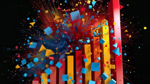 Vibrant 3D Shapes Burst in Dynamic Explosion of Color and Form