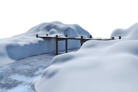 transparent snowcapped mountain with wooden bridge over icy river - Download Free Stock Videos Pikwizard.com