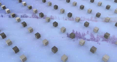 Festive Cubes and Snowfall Animation Concept Design