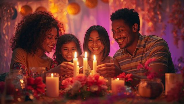 Warm Family Celebration by Candlelight at Home