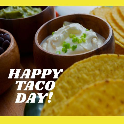 celebrate national taco day with tacos and condiments - Download Free Stock Templates Pikwizard.com