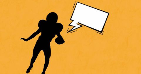 American Football Silhouette with Retro Speech Bubble