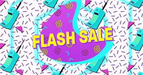 Retrowave flash sale banner with vibrant pop art elements
