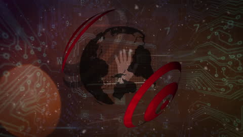 Futuristic Globe with Circuitry and Hand